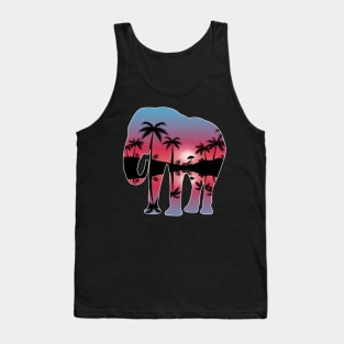 Elephant Beautiful Sunset Beach Palm Tree Tank Top